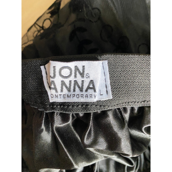 Jon & Anna Velvet Floral Flocking Mesh Skirt Women L Black Witchy Whimsigoth NWT - Picture 4 of 8